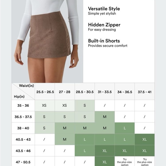 Halara High Waisted 2-in-1 A Line Mini Corduroy ACORN Medium Casual Skirt - Picture 2 of 11